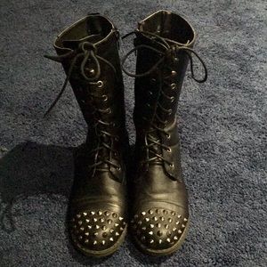 BLACK studded lace up combat boots!!!!